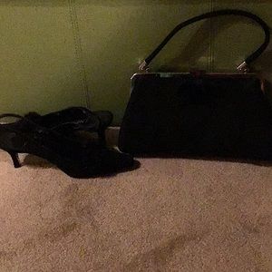 J.Renee Suede sling backs with matching purse